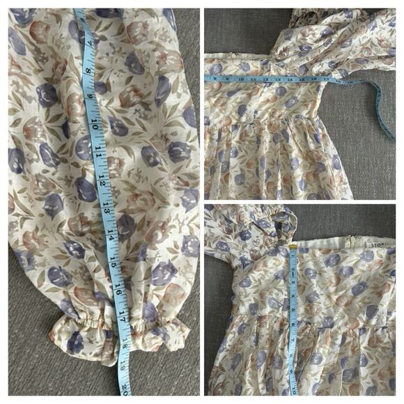 Storia Floral Femenine Romantic Babydoll Mini Dress M Fairy Coquette Spring - Picture 8 of 16